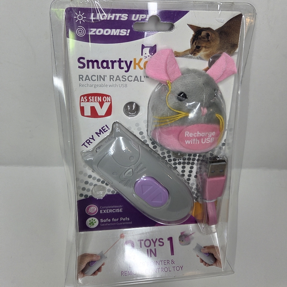 Smartykat Mouse Racin Rascal Toy Cat USB Rechargeable Lights Up 2 In 1